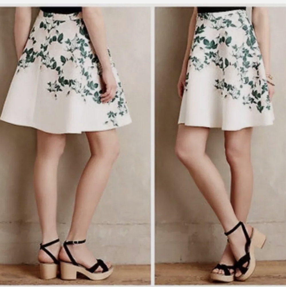 Anthropologie Erin Neoprene Rose Skirt 0